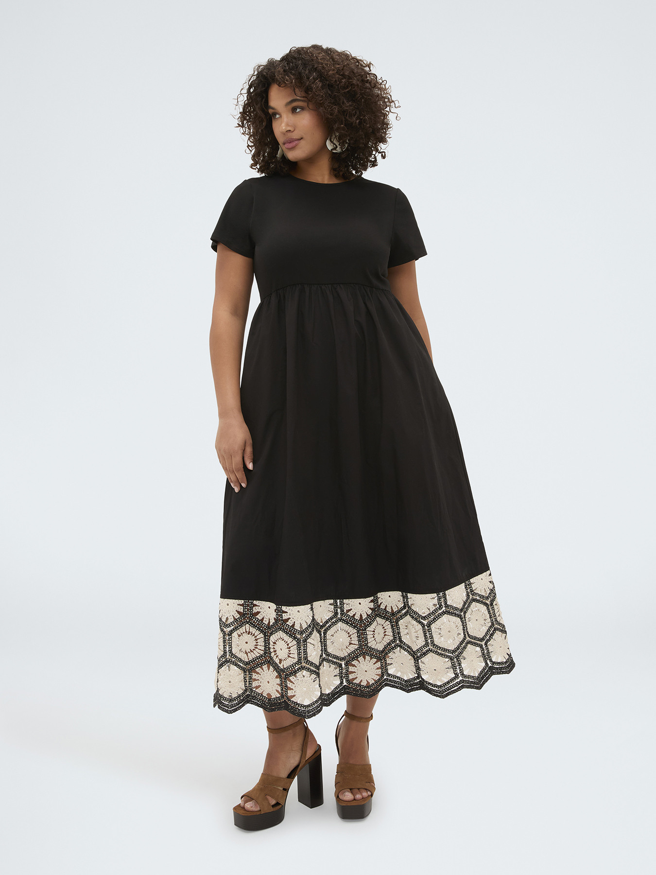 Long dress with crochet flounce image number 2