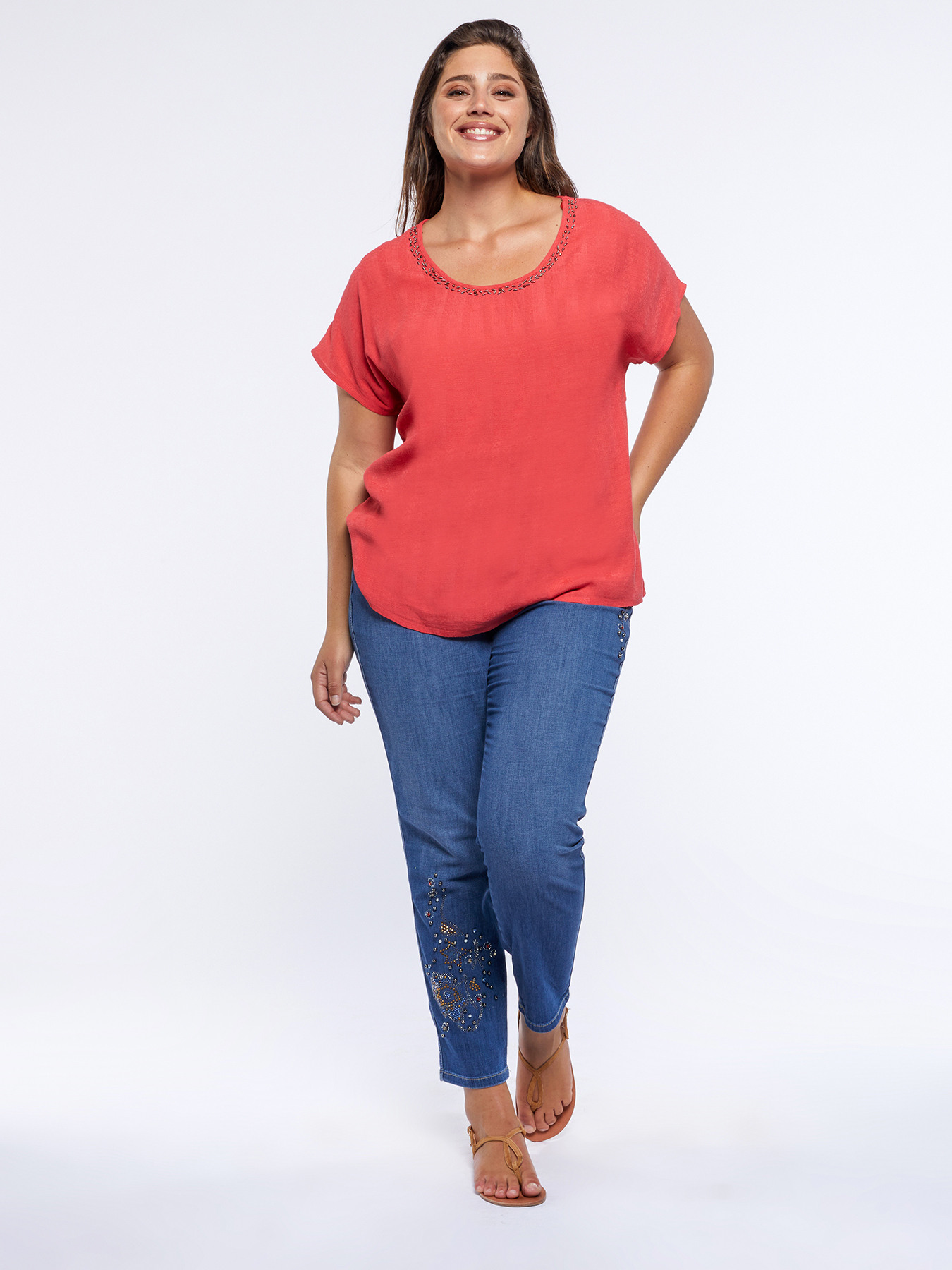 Jeans Slim Girlfit modello Zaffiro con ricami image number 3