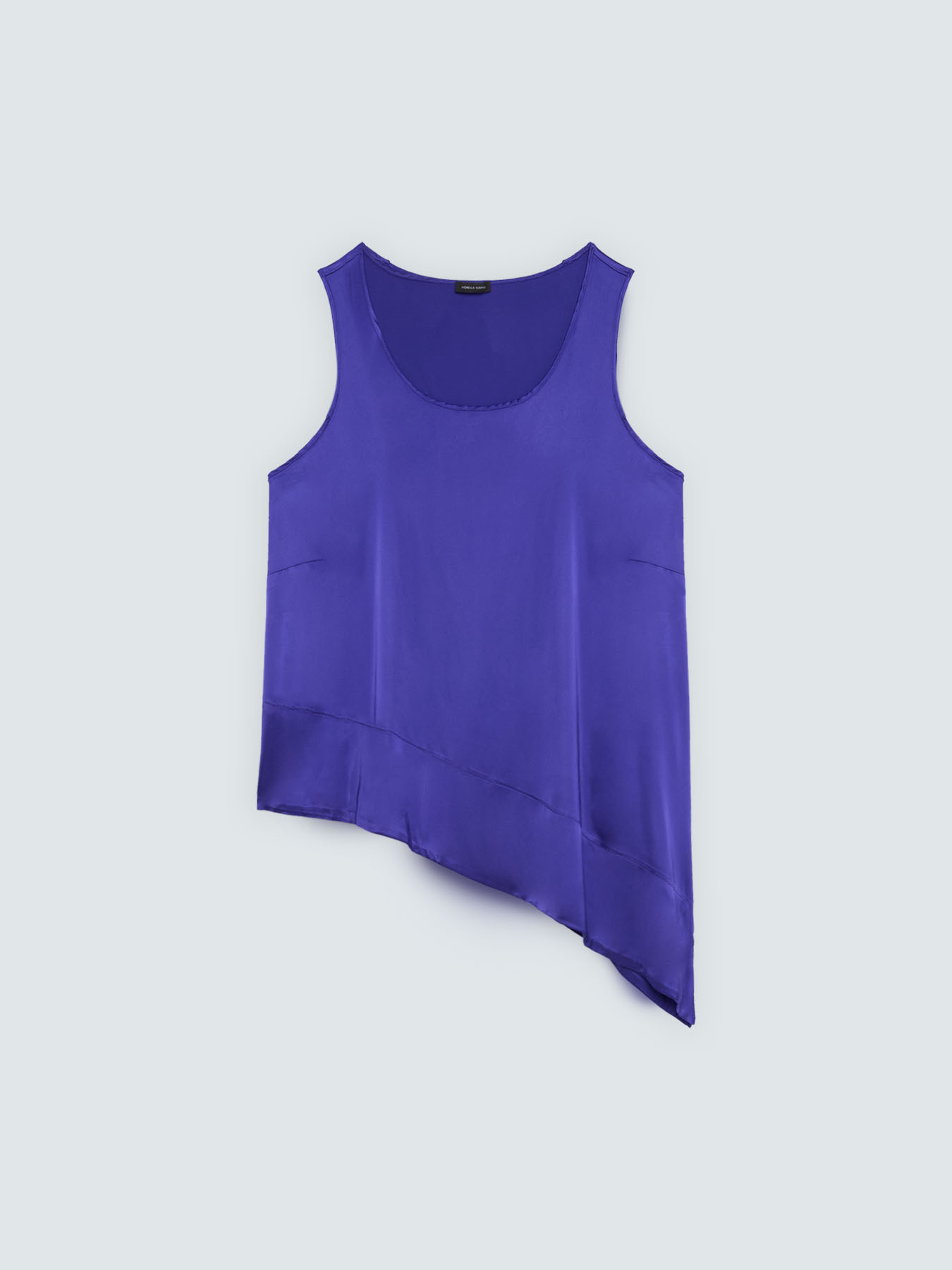 Satin top with asymmetric hem image number 4