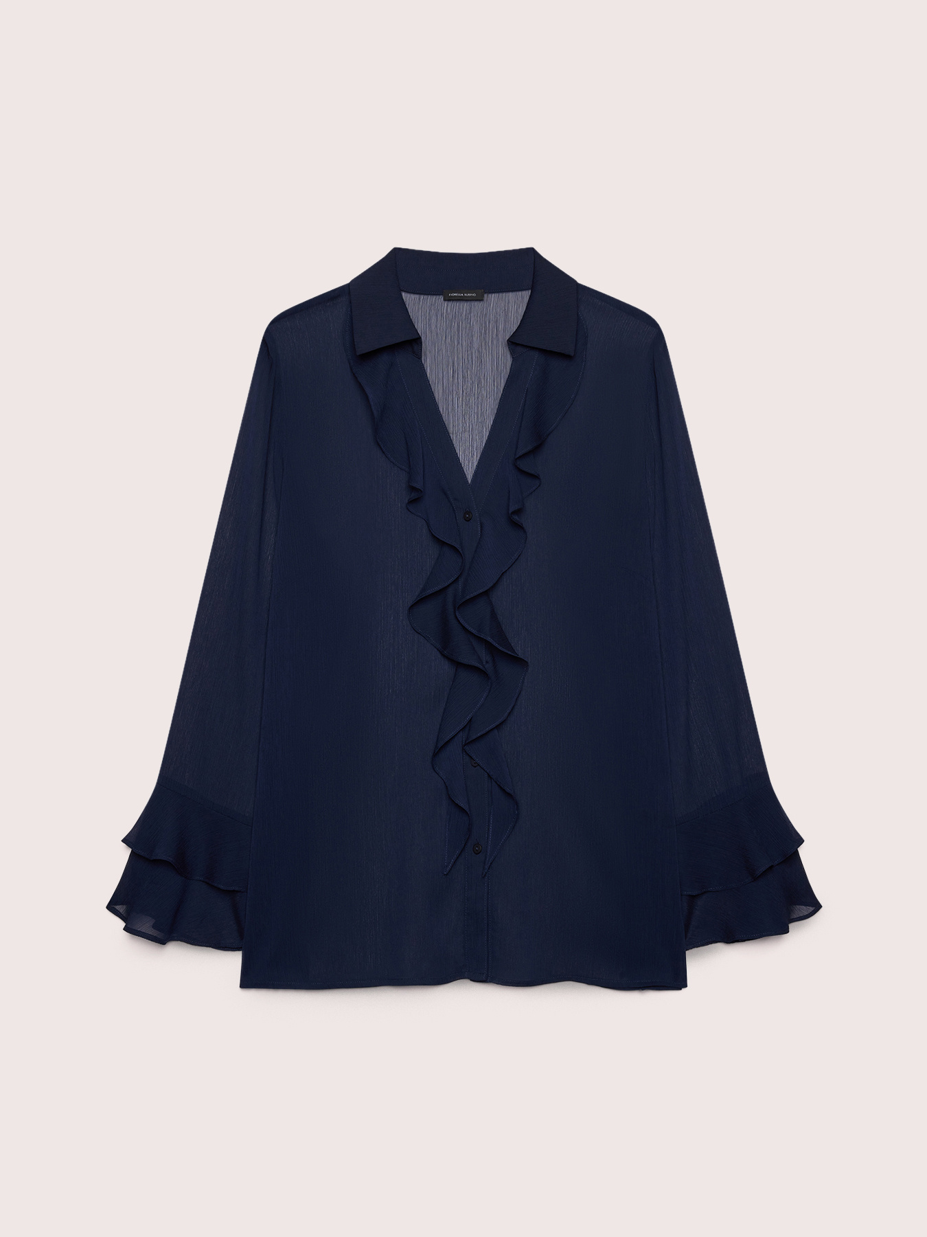 Cr&ecirc;pe blouse with ruffle image number 4