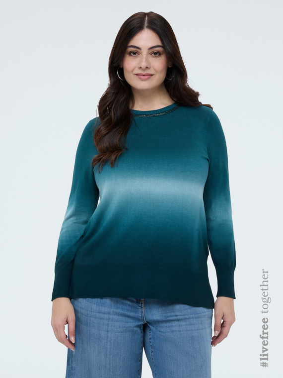 Crew neck sweater with gradient