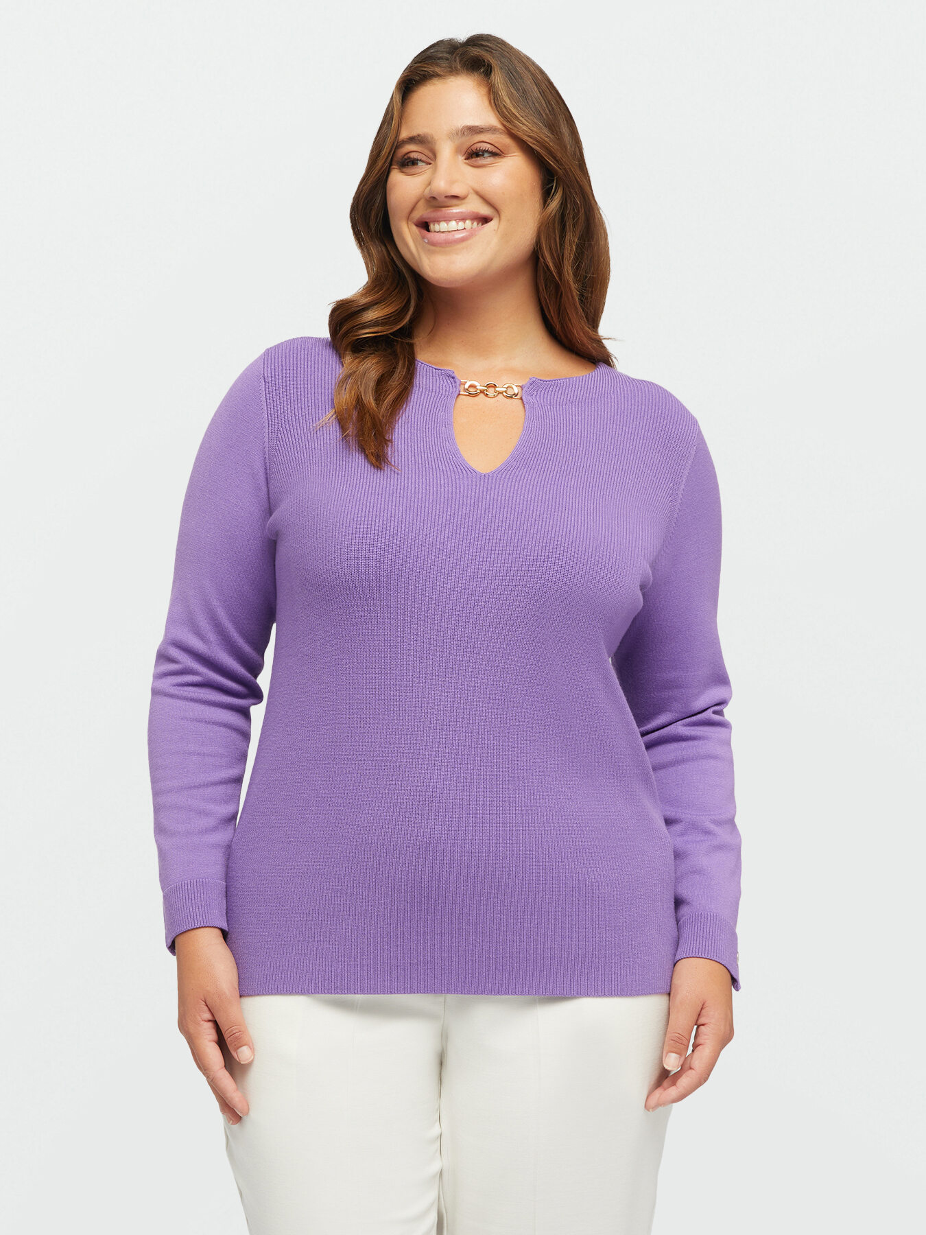Sweater with chain loop on the neckline image number 2