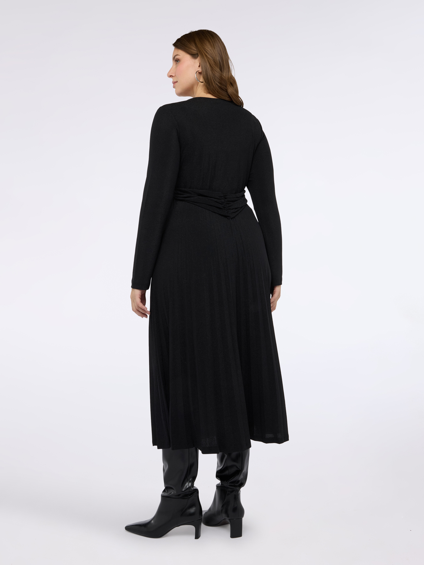 Long DREAM dress in lurex jersey with pleated skirt image number 1