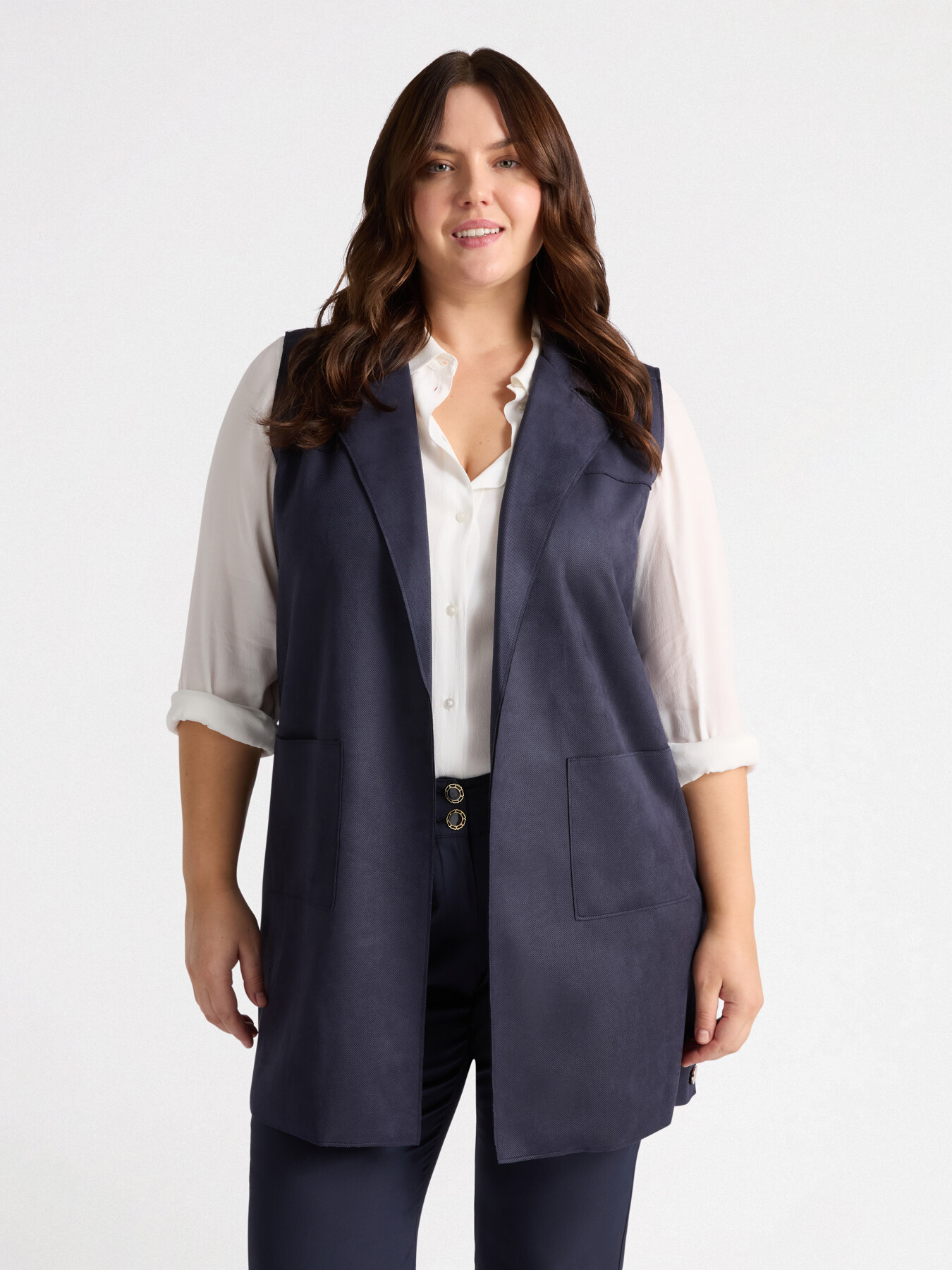 Waistcoat in soft touch effect fabric image number 0