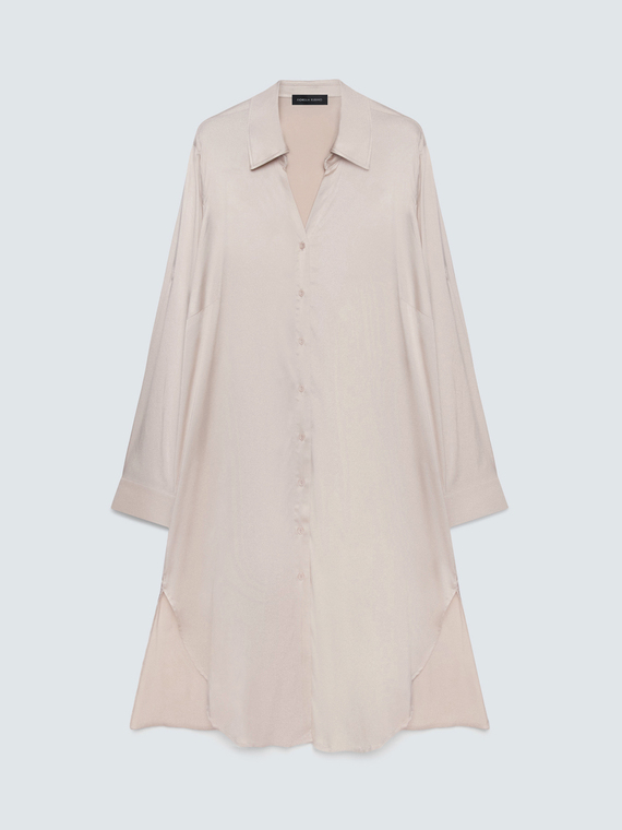 Power shirtdress in viscose satin