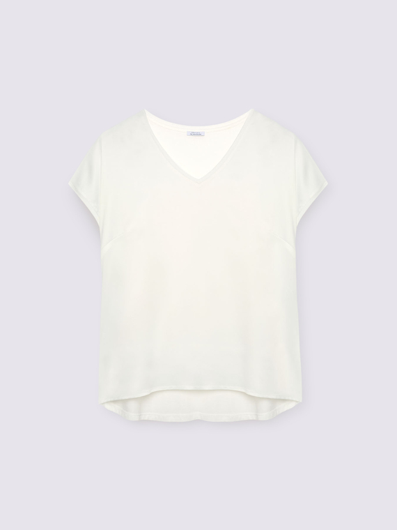 T-shirt bimati&egrave;re avec col en V