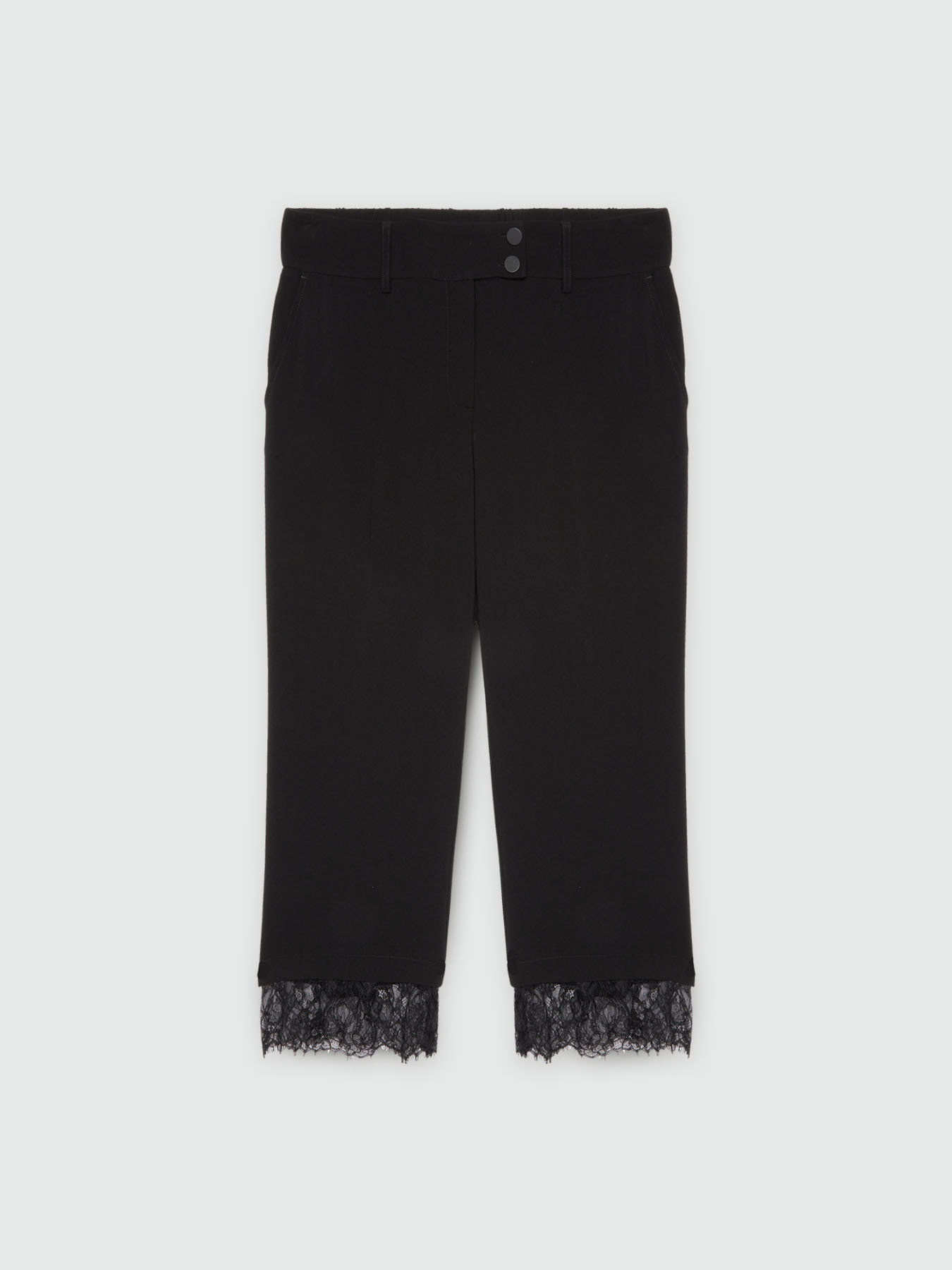 Cropped trousers with lace on the hem image number 5