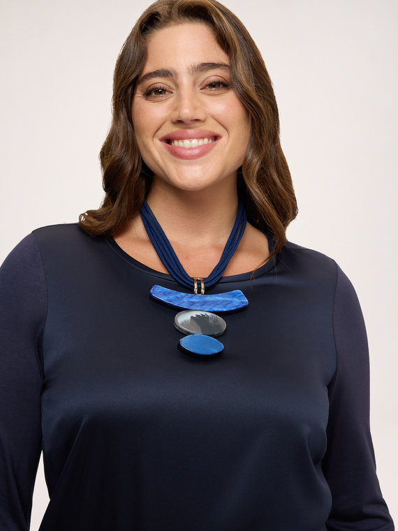 Multi-strand necklace with resin pendant