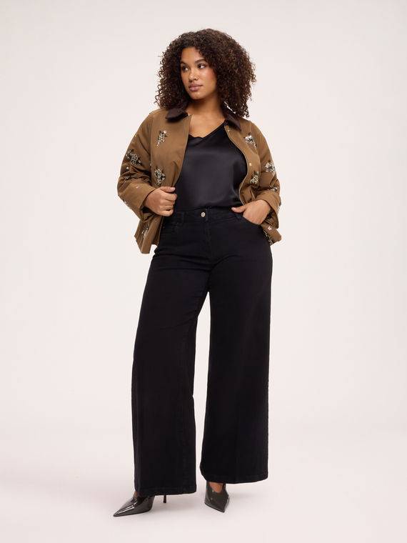 Wide Leg Jeans total black wash