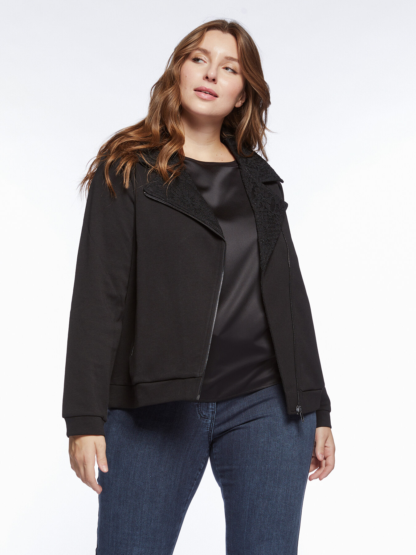 Sudadera biker con encaje image number 0