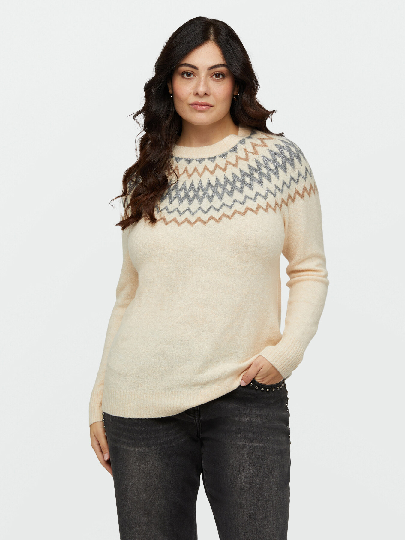 Jacquard sweater with fair isle pattern image number 0