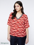 Boxy printed blouse with striped edge image number 0