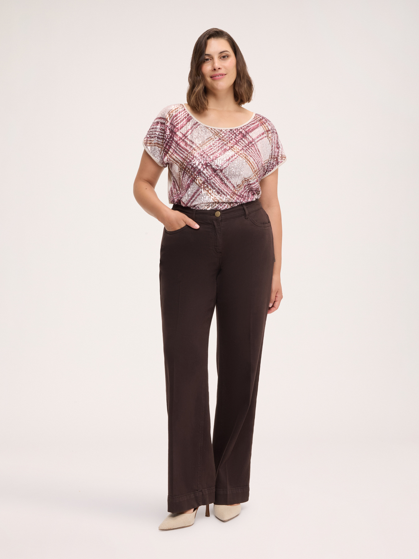 Stretch cotton flare trousers image number 0
