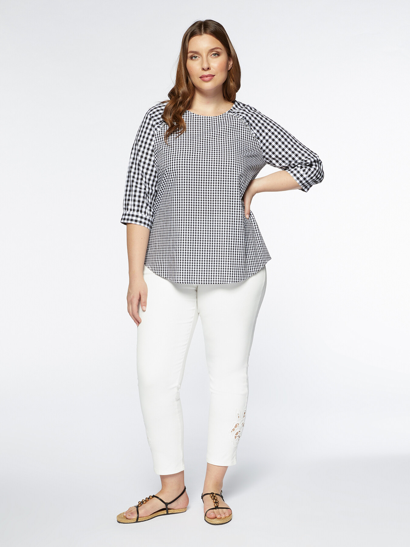 Gingham cotton blouse image number 0