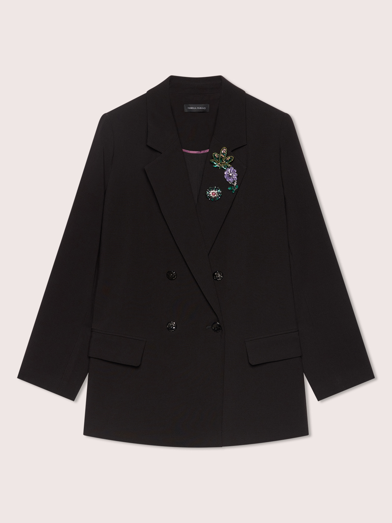 Double-breasted blazer with jewel embellishment image number 4