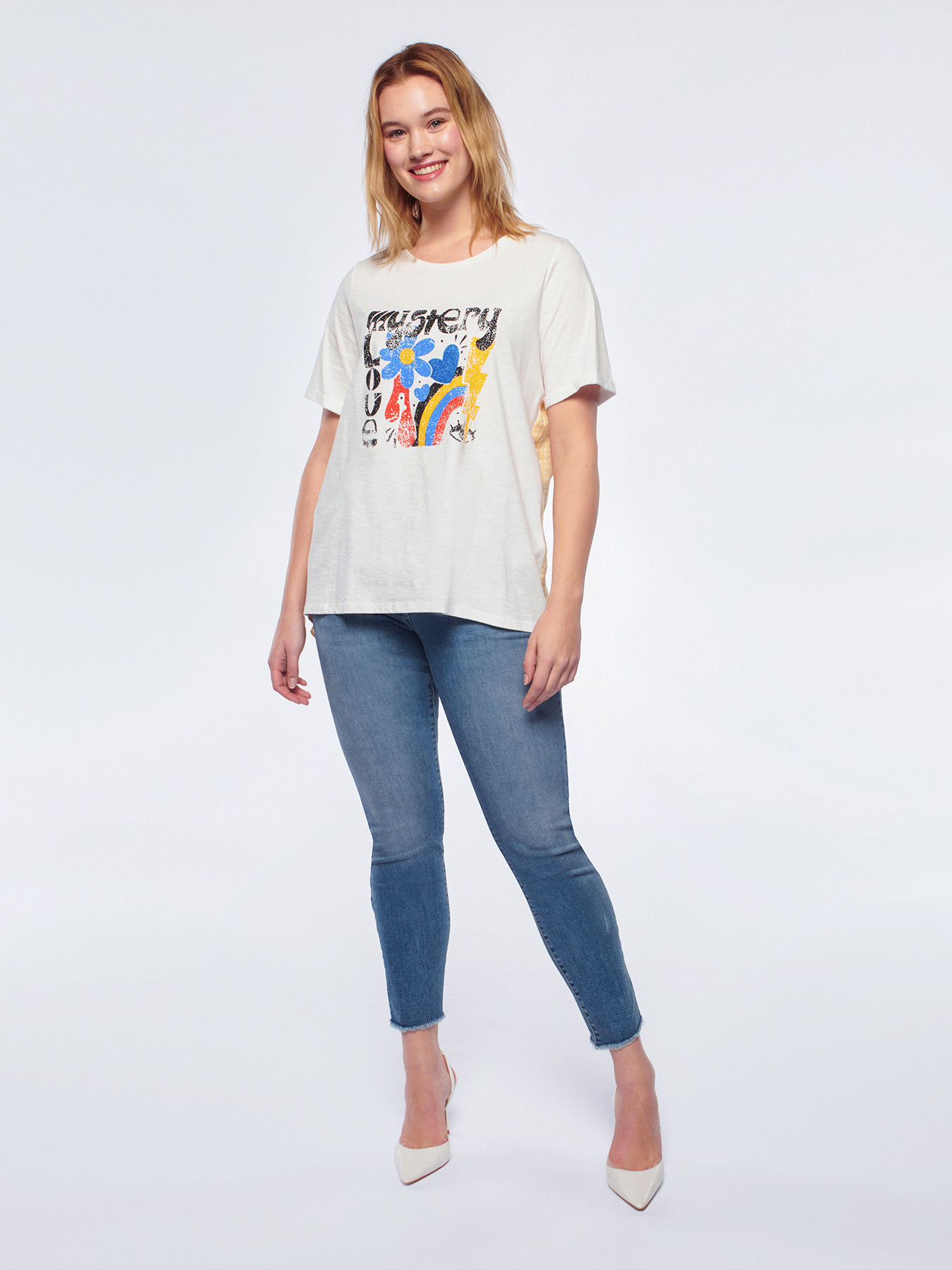 T-shirt stampata in due tessuti image number 3