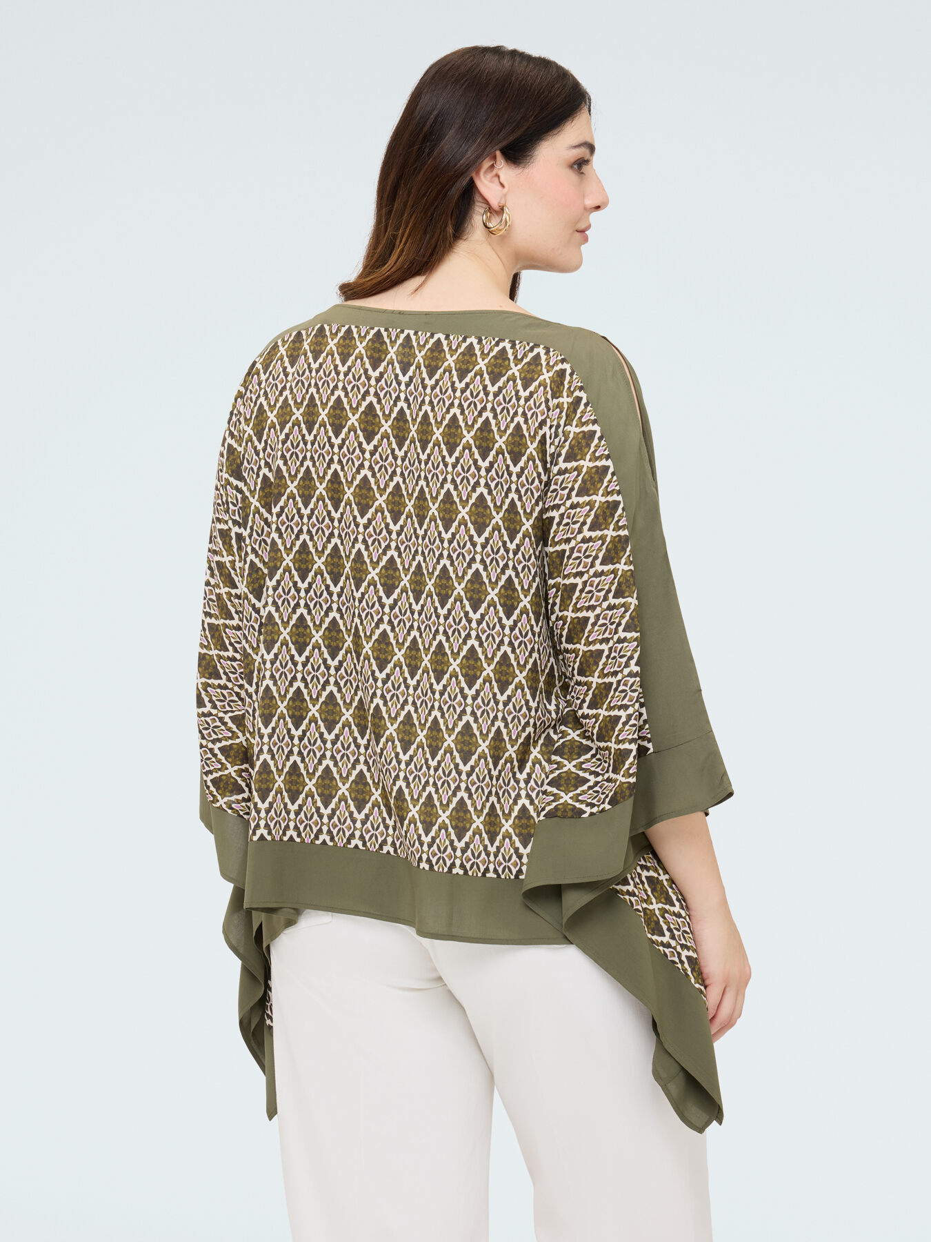 Viscose satin blouse with print image number 1