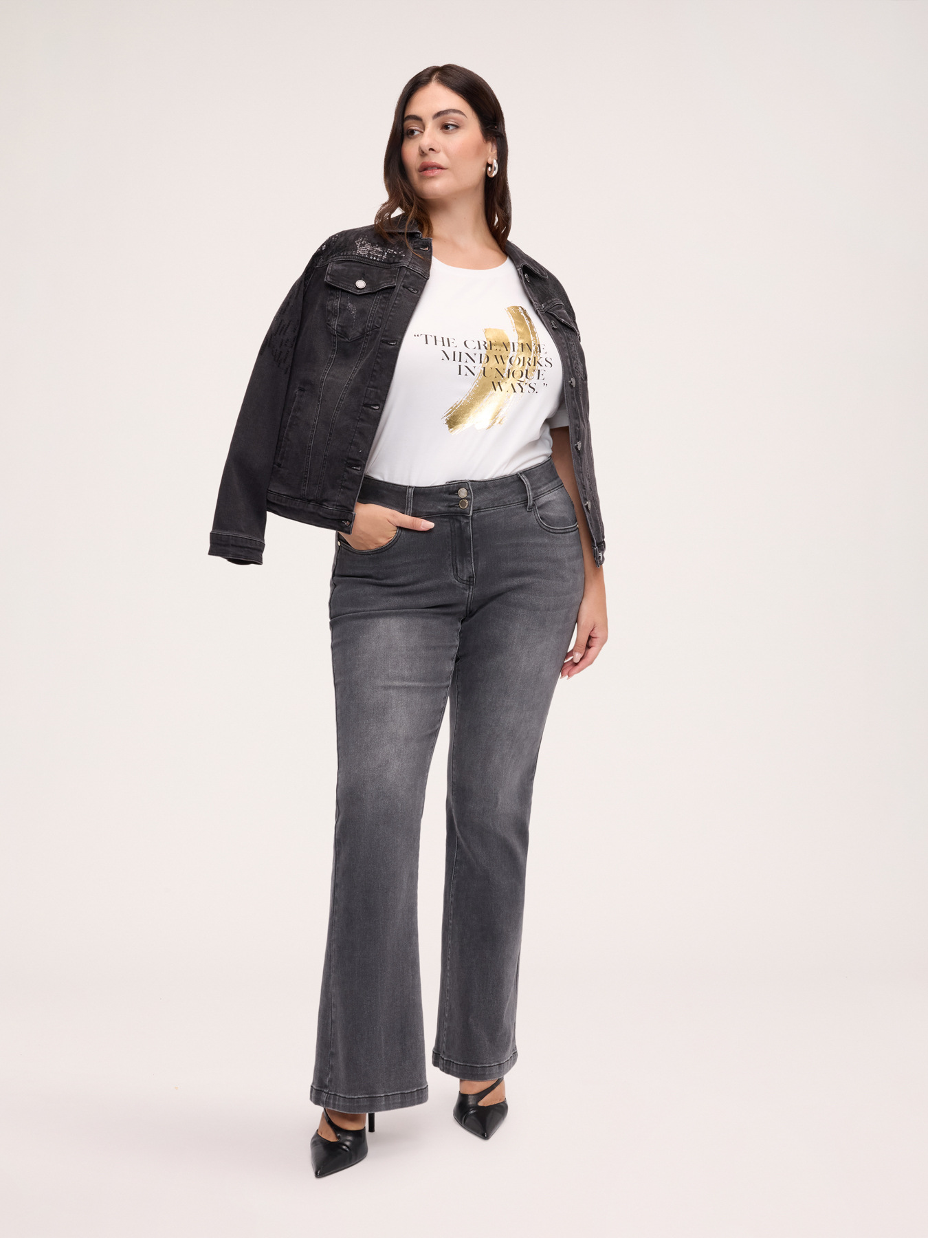 Cotton t-shirt with lettering and print image number 2
