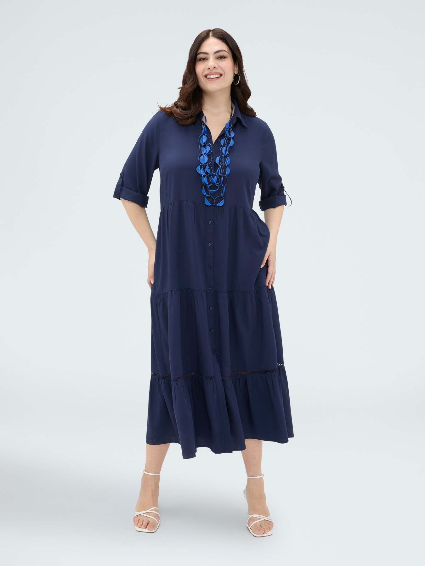 Robe longue chemise en viscose image number 2
