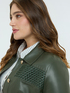 Biker jacket with woven insert image number 3