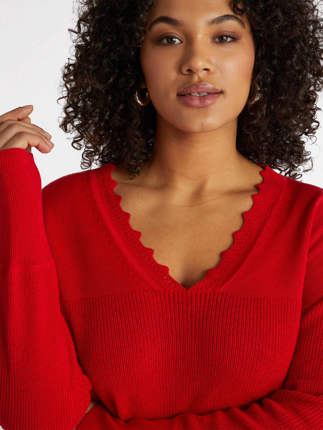 Maglia in misto cotone con scollo a V image number 3