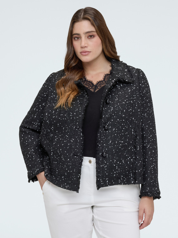 Sequin jacket with frayed details