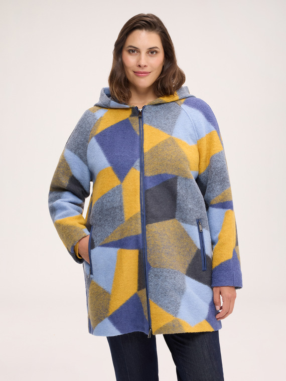 Manteau en m&eacute;lange de laine avec imprim&eacute;