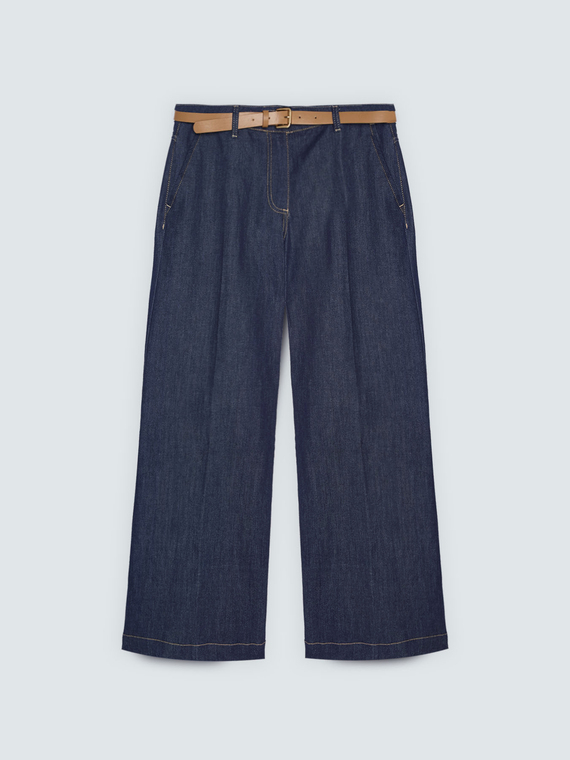Jeans Wide Leg mit abnehmbarem G&uuml;rtel