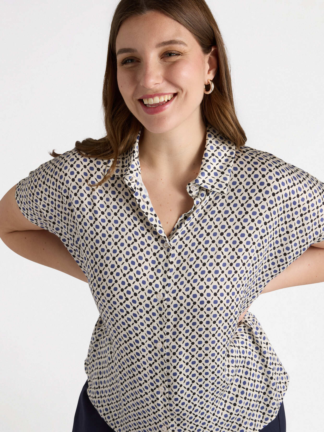 Camicia in raso a micro pois image number 0