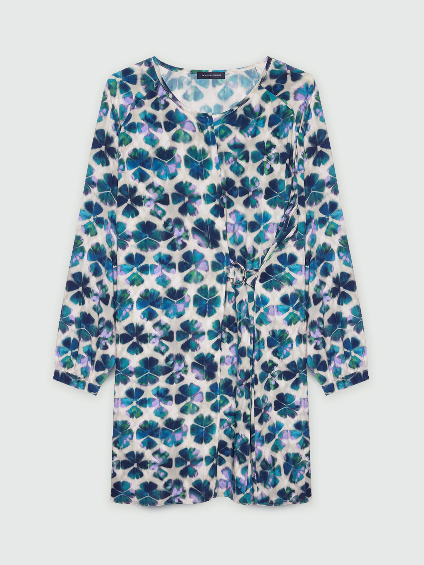 Printed short dress with belt image number 5