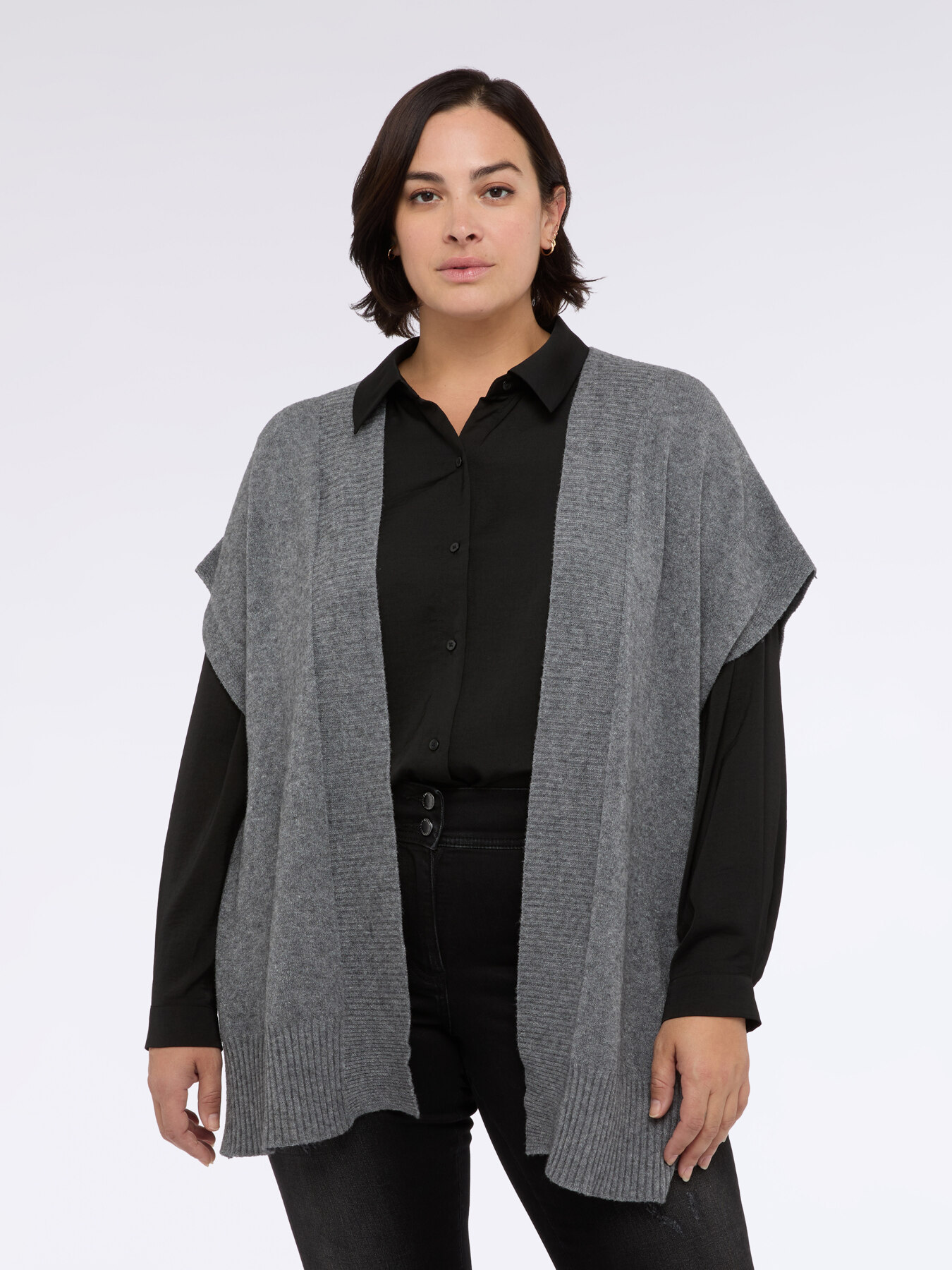 Mixi chaleco de punto fino mangas kimono image number 2