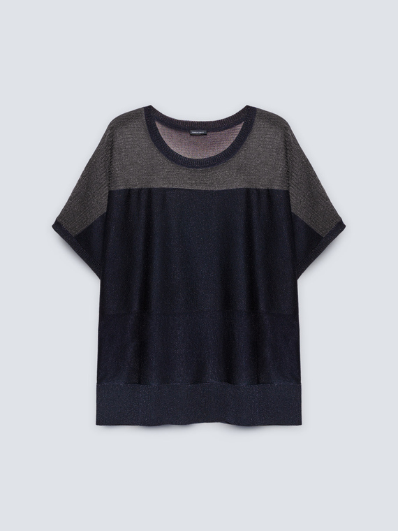 Lurex sweater with short sleeves