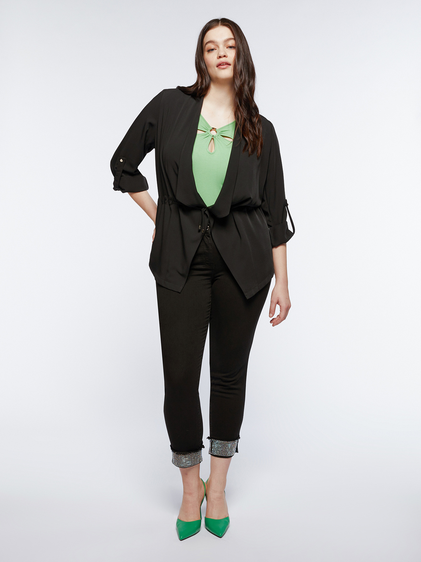 Giacca in tessuto fluido con coulisse image number 2