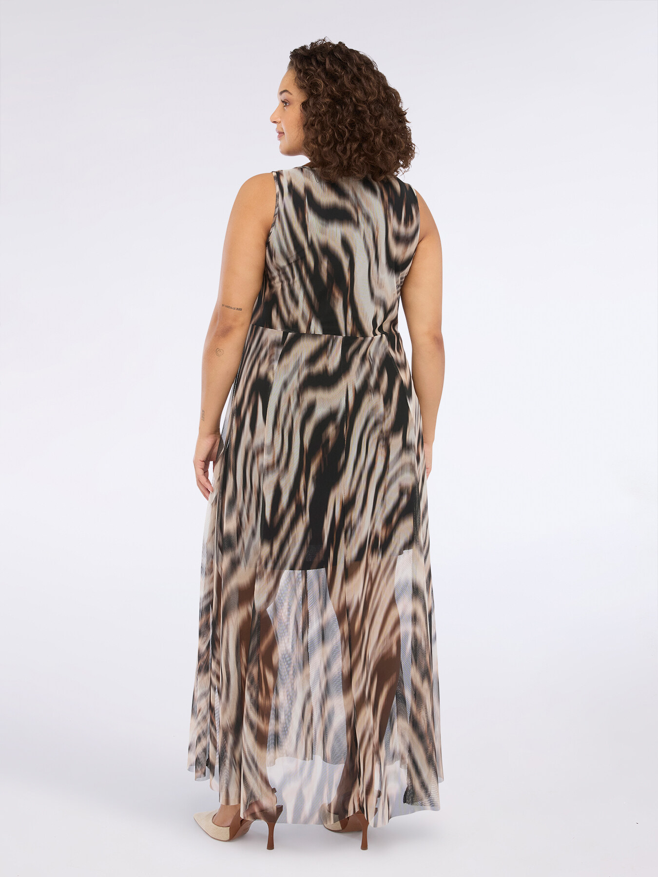 Langes T&uuml;ll-Kleid mit Flare-Schnitt und Print image number 1