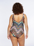 One-piece swimsuit with chevron print image number 1