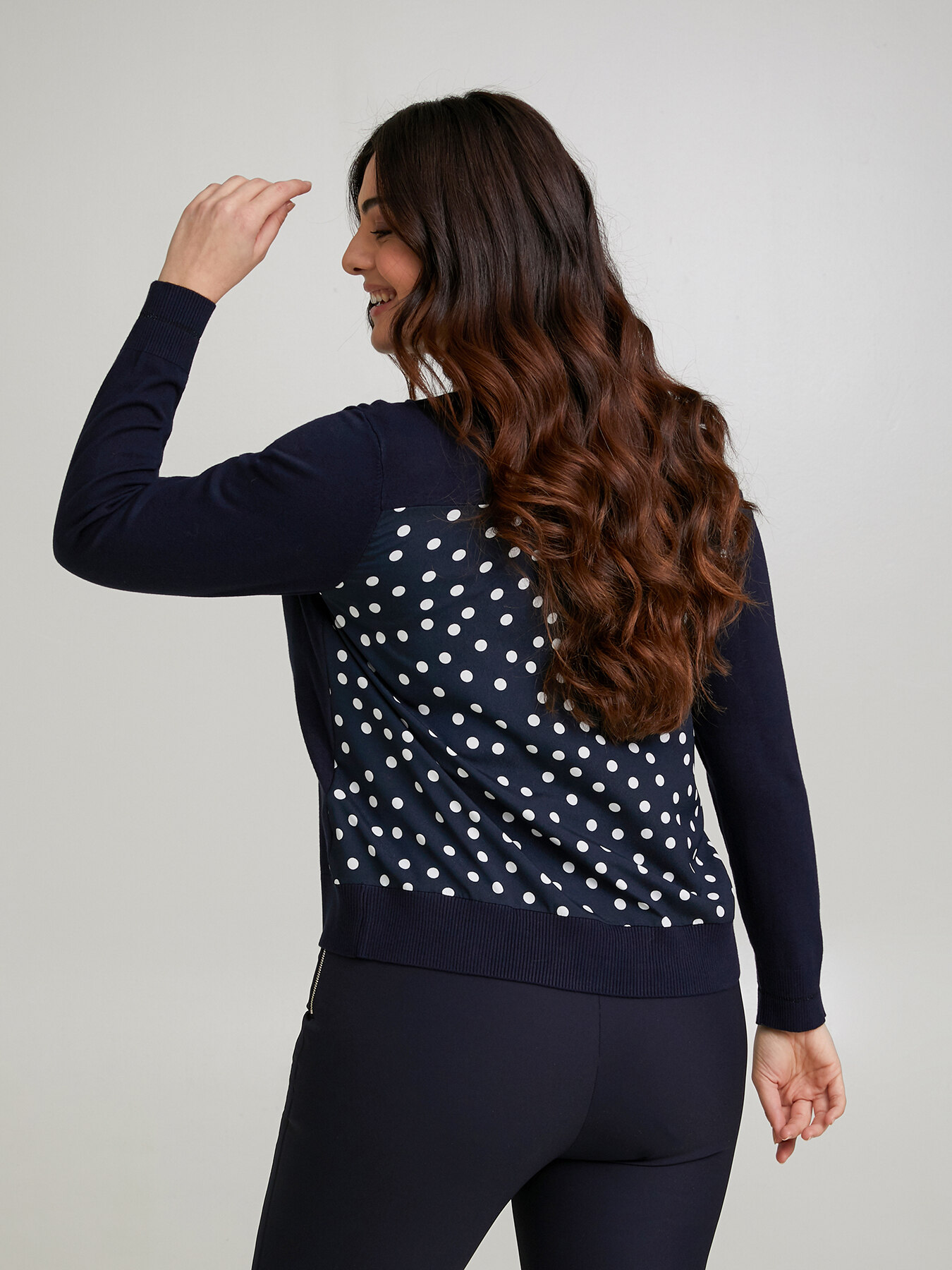 Cardigan with polka dot back image number 1