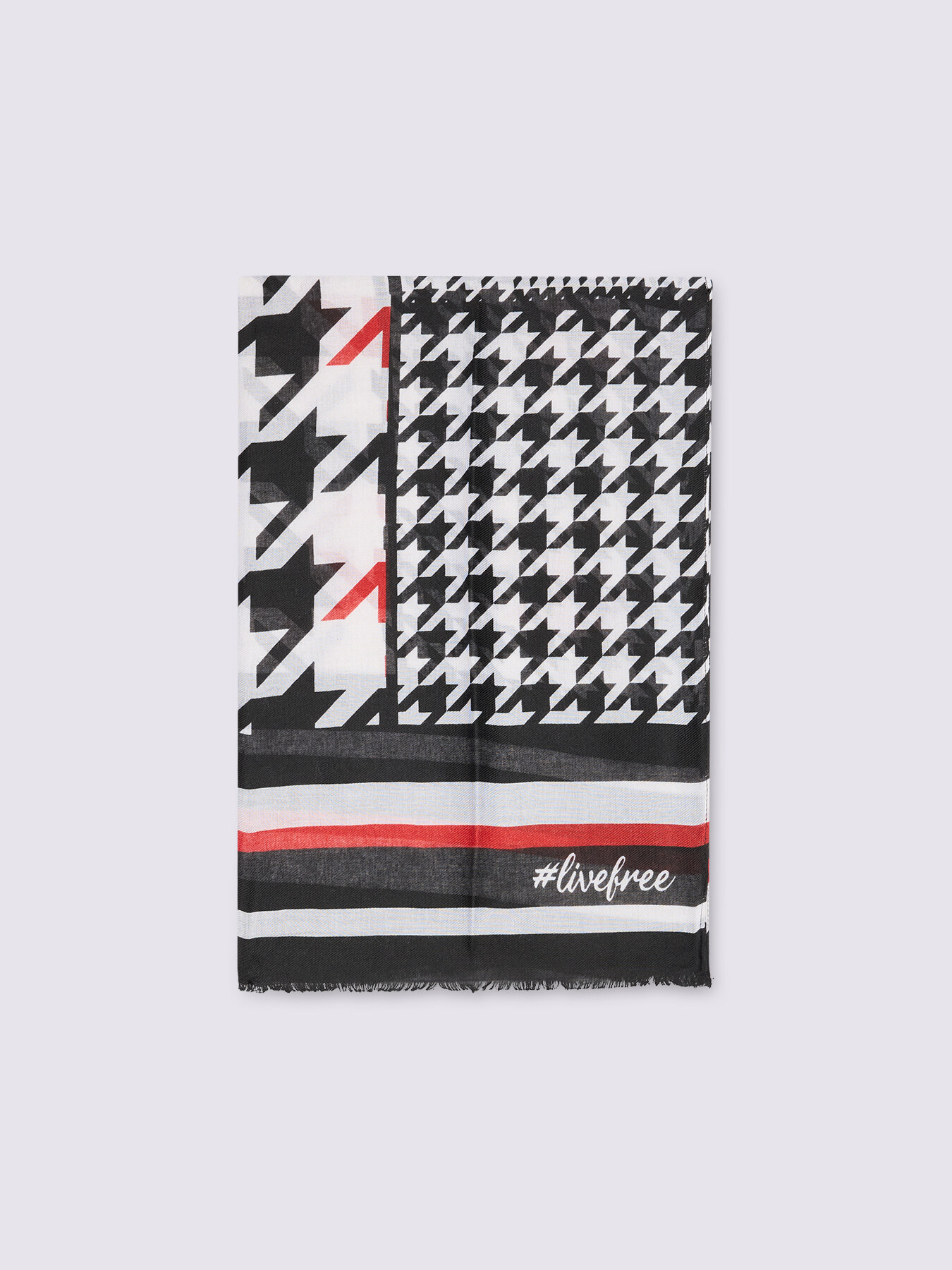 Foulard long avec imprim&eacute; pied-de-poule image number 1