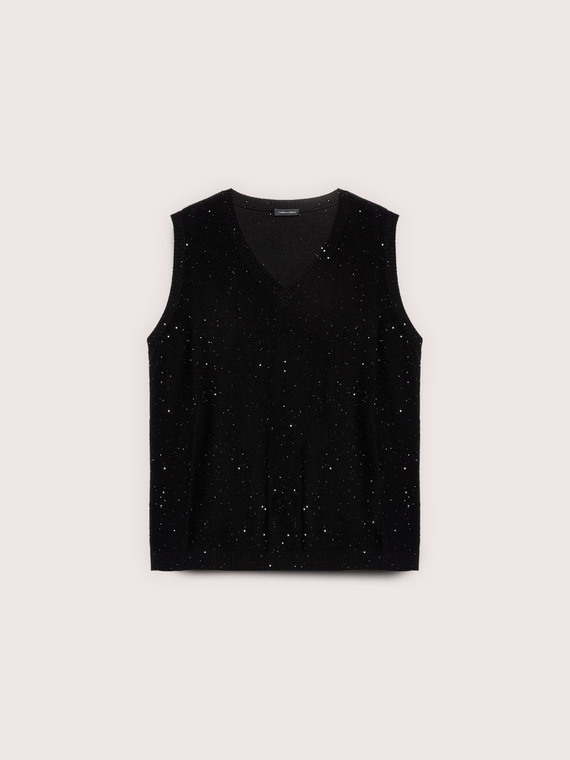 Knit top with micro sequins