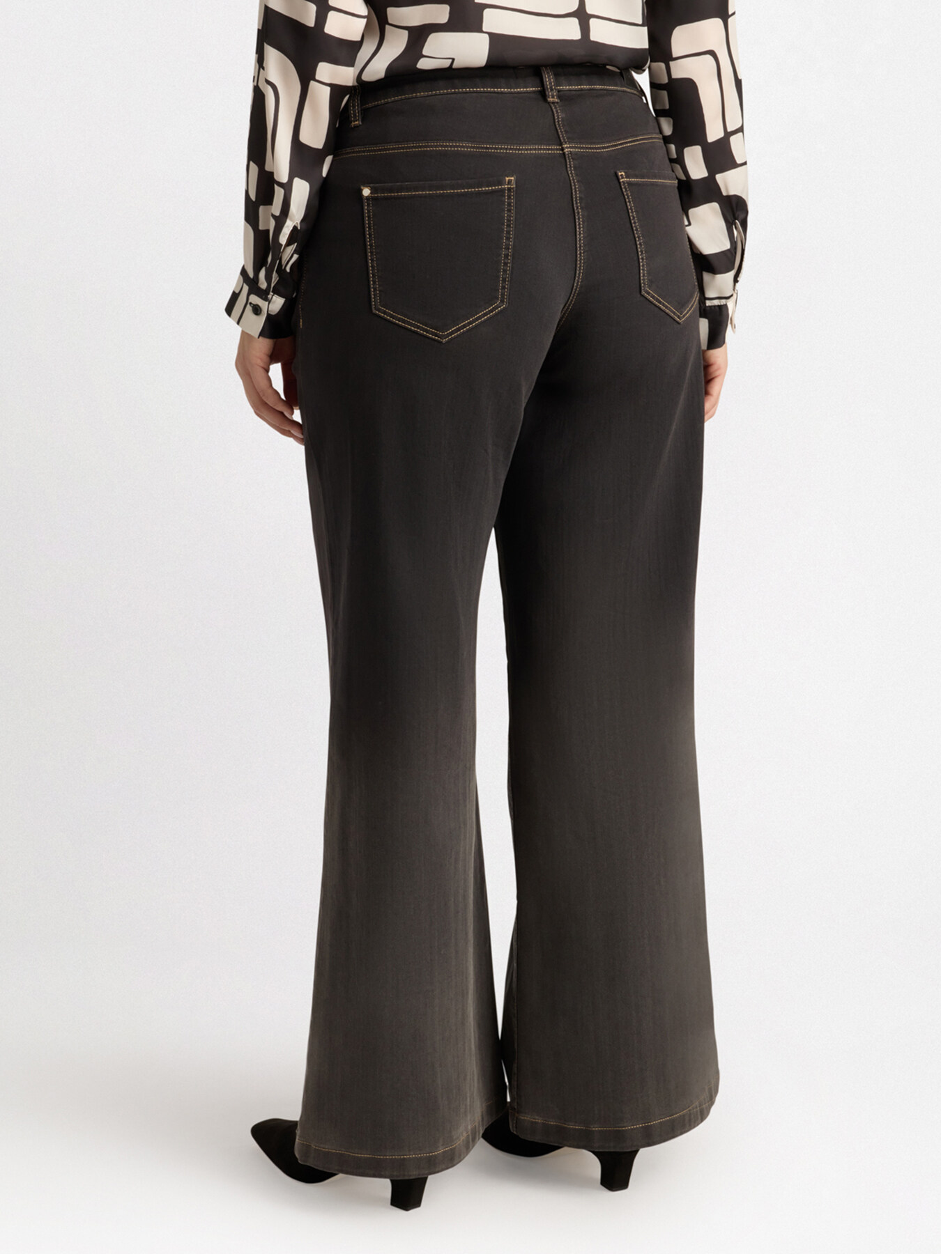 Black washed wide leg jeans image number 1