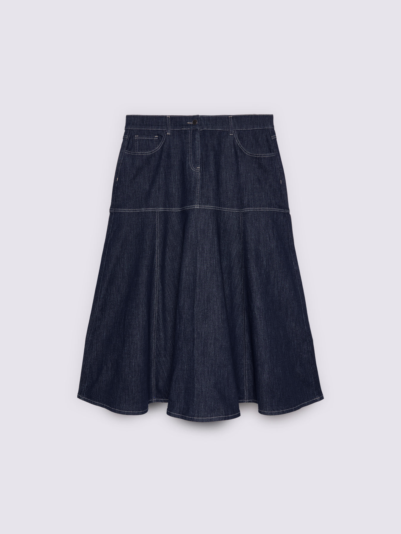 Long denim skirt image number 6