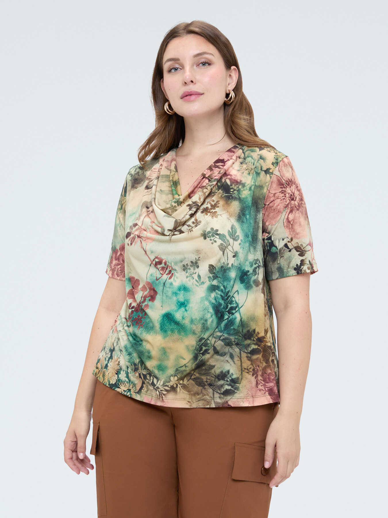 Jersey t-shirt with print and soft neckline image number 2