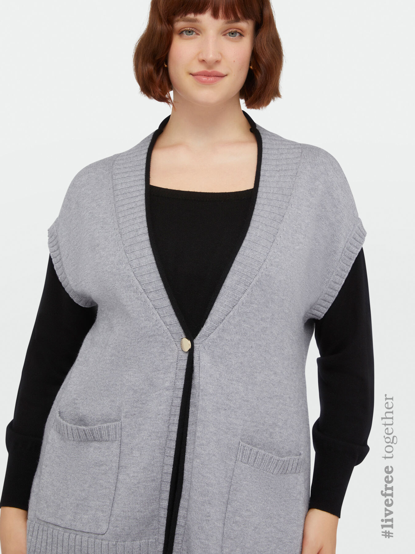 LENZING&trade; ECOVERO&trade; viscose two-tone cardigan image number 0