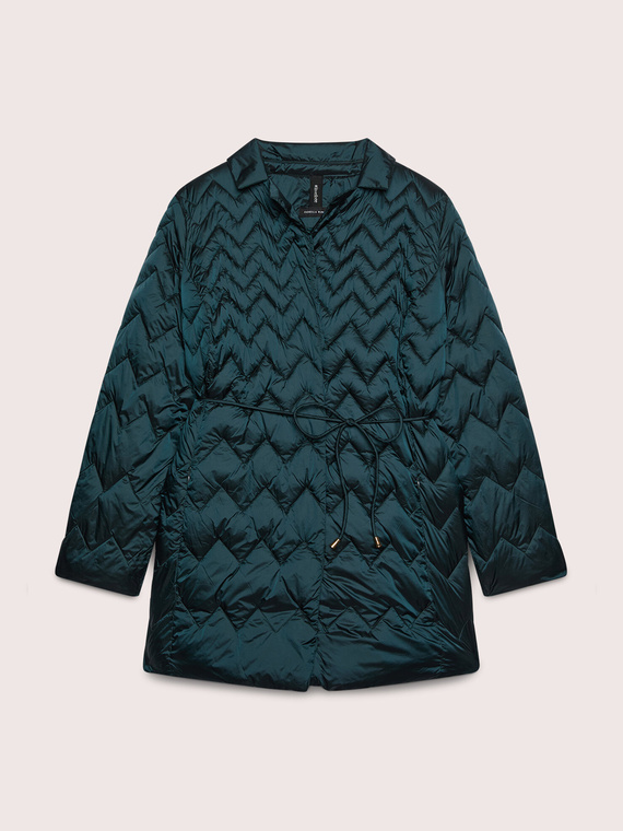 Quilted down jacket with chevron pattern