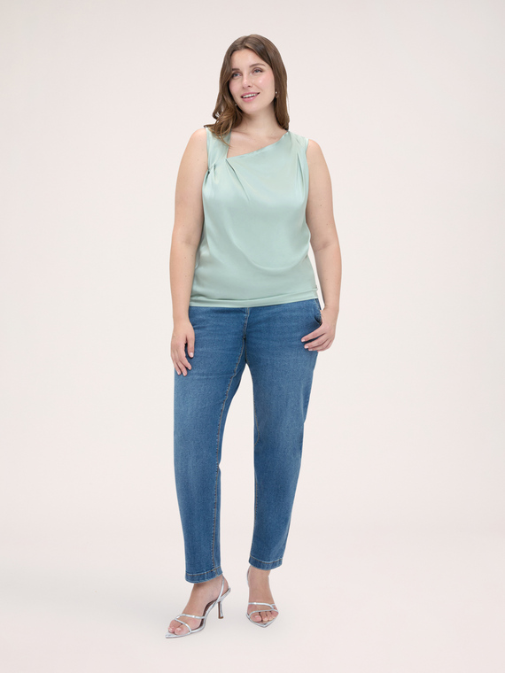 Bluse aus Stretch-Satin mit asymmetrischer Drapierung