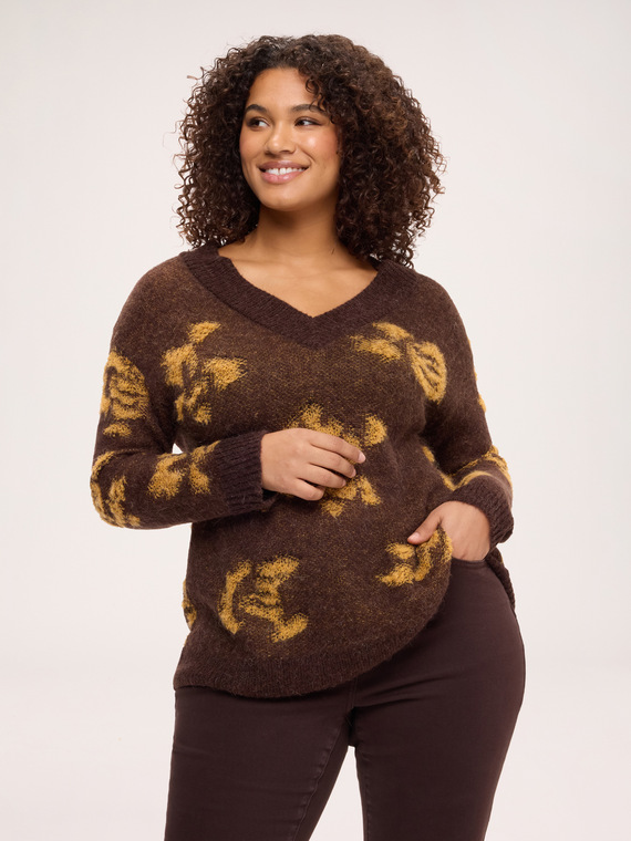 Pull en m&eacute;lange de mohair imprim&eacute;