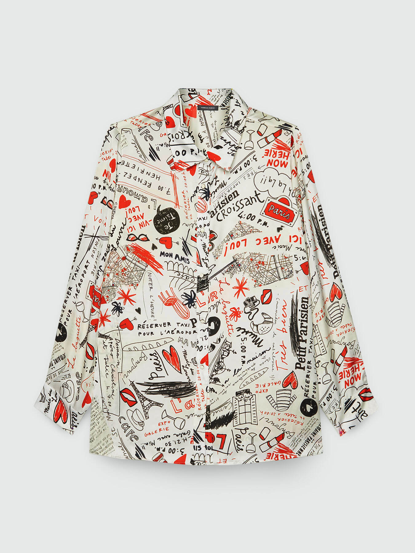 Chemise en satin lettres imprim&eacute;es sur l&rsquo;ensemble image number 5