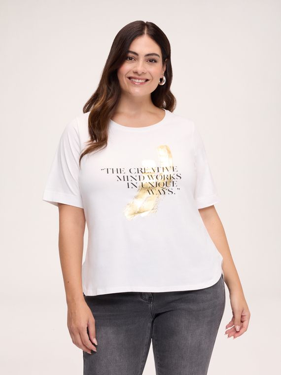 T-Shirt aus Baumwolle mit Schriftzug und Print