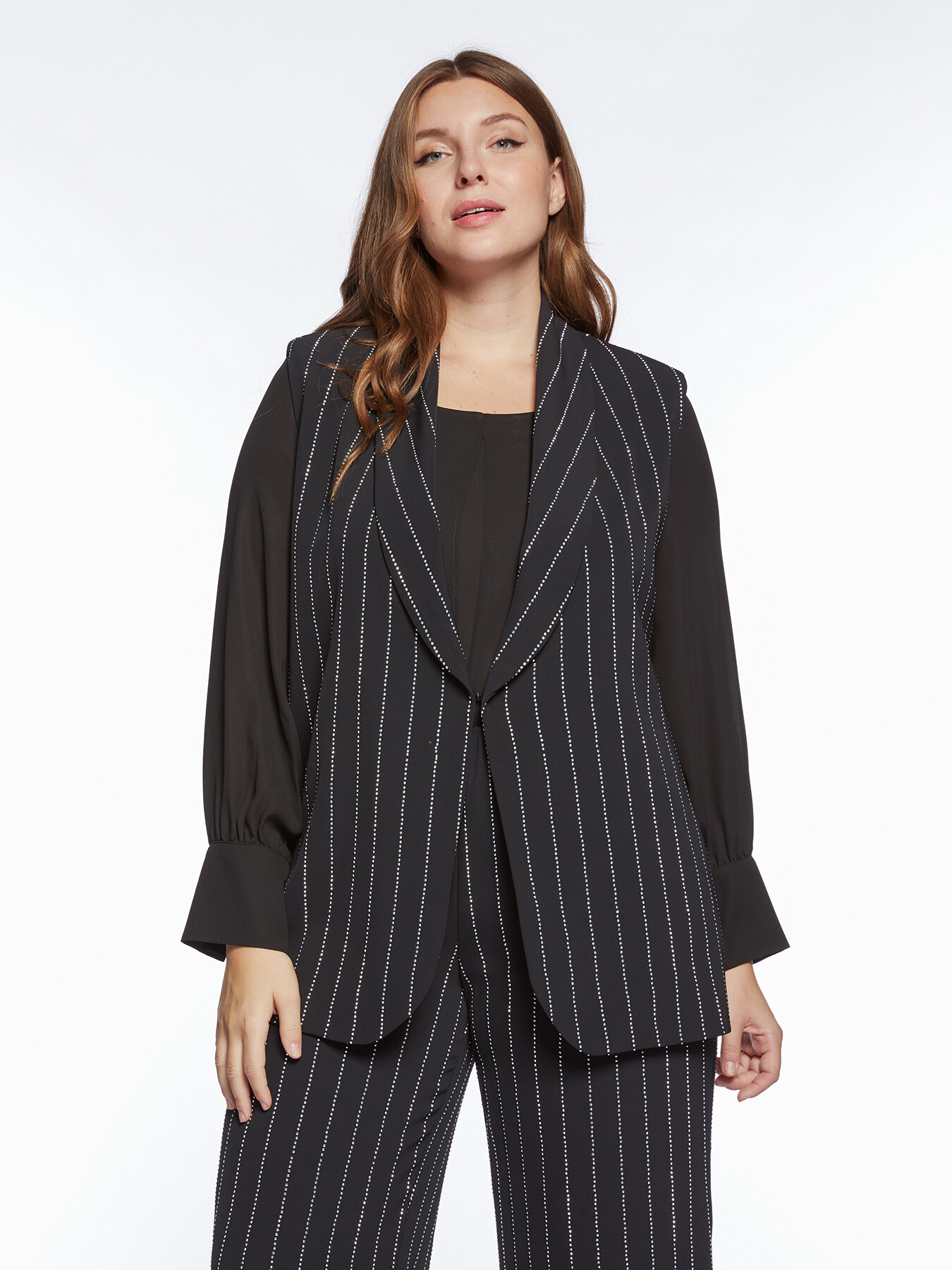 Pinstriped waistcoat with small studs image number 2