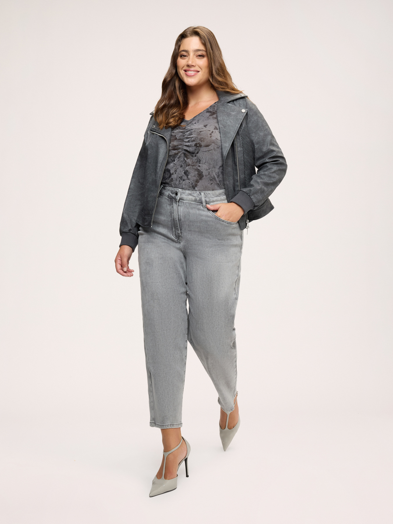 Veste biker avec poignets en tricot extensible image number 2