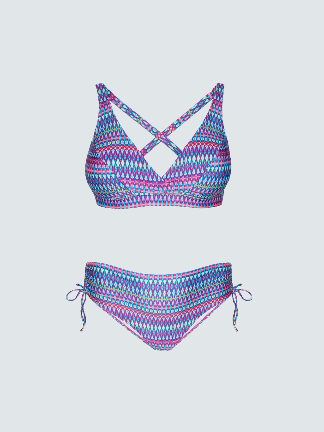 Bikini mit mehrfarbigem Print und B&auml;ndchen image number 7